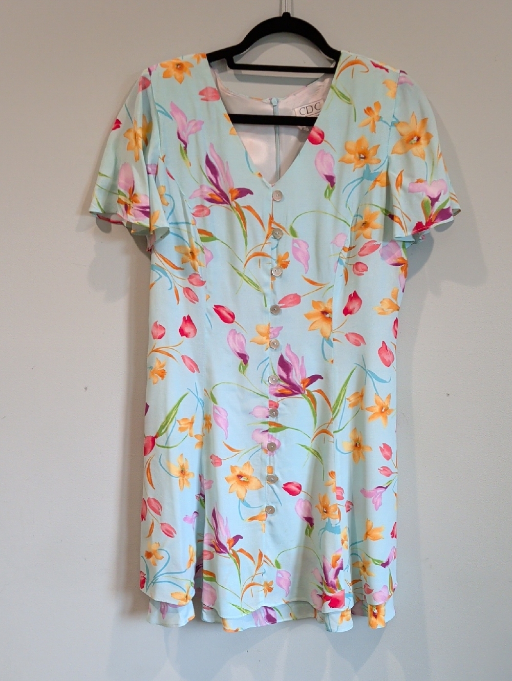 CDC Pastel Blue Floral Button-Front Dress 8